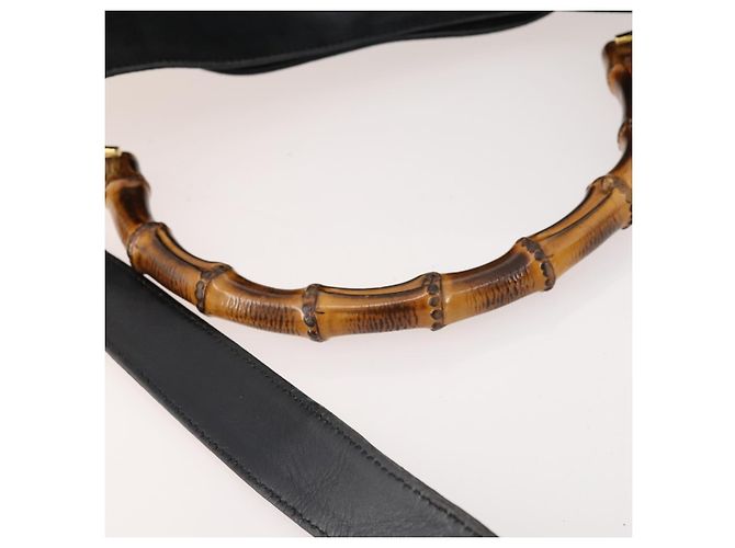 Bamboo Borsa a Spalla GUCCI in Camoscio Nero e Oro 01 1014 1577 Auth ti3727 D'oro - vista 8