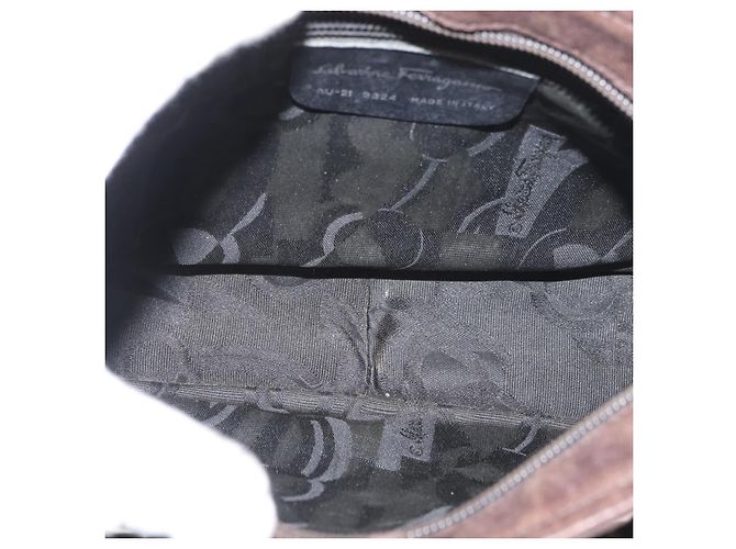 Borsa a mano Salvatore Ferragamo in nylon marrone Auth bs33877 - vista 11