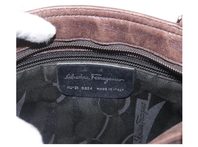 Borsa a mano Salvatore Ferragamo in nylon marrone Auth bs33877 - vista 12