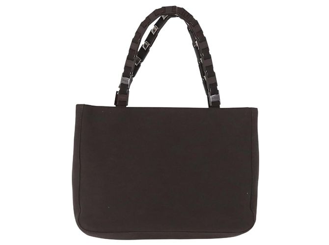 Borsa a mano Salvatore Ferragamo in nylon marrone Auth bs33877 - vista 13