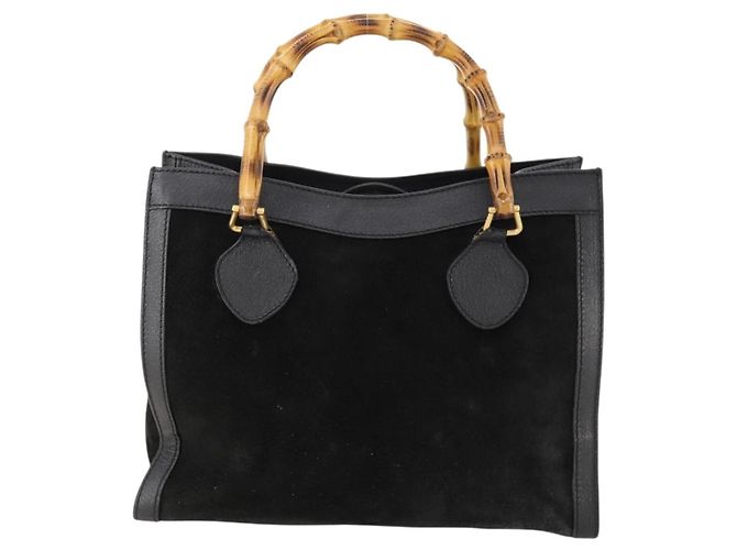 Bamboo Borsa a Mano in Bambù GUCCI Camoscio Nero Oro 002 123 0260 Auth ep13604 D'oro - vista 2