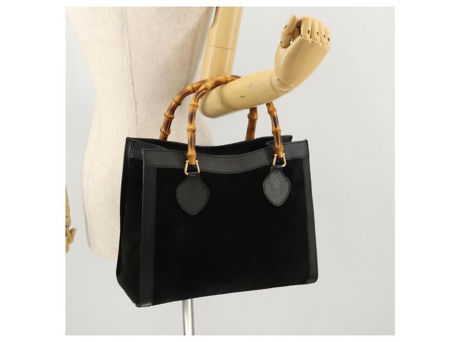 Bamboo Borsa a Mano in Bambù GUCCI Camoscio Nero Oro 002 123 0260 Auth ep13604 D'oro - vista 21