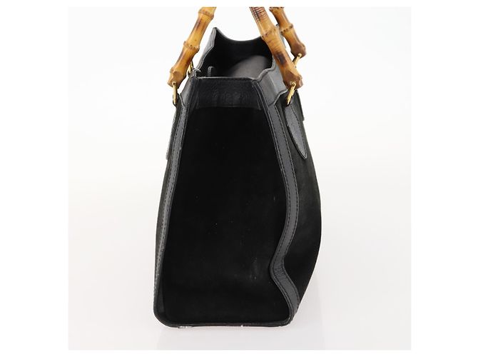 Bamboo Borsa a Mano in Bambù GUCCI Camoscio Nero Oro 002 123 0260 Auth ep13604 D'oro - vista 3