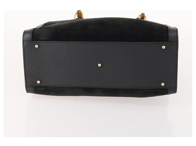 Bamboo Borsa a Mano in Bambù GUCCI Camoscio Nero Oro 002 123 0260 Auth ep13604 D'oro - vista 5