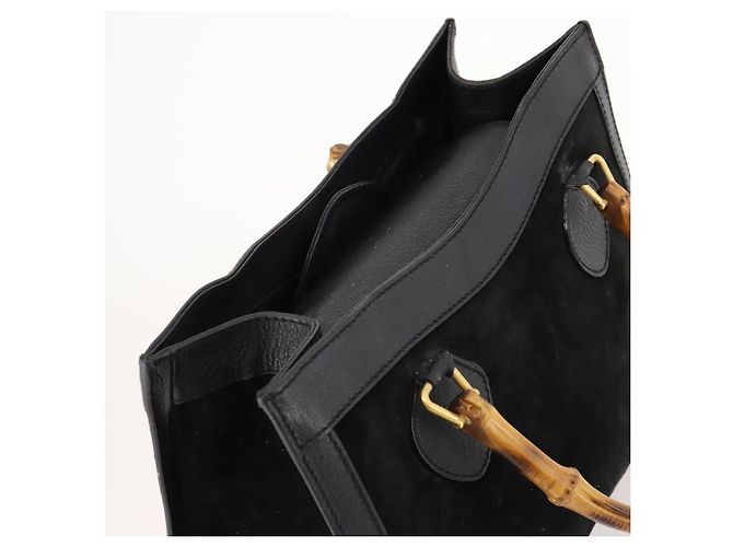 Bamboo Borsa a Mano in Bambù GUCCI Camoscio Nero Oro 002 123 0260 Auth ep13604 D'oro - vista 6