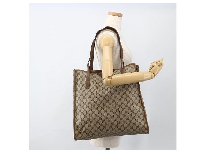 Gucci Borsa Tote GG Supreme in PVC beige 92 02 998 Auth 174552 - vista 21