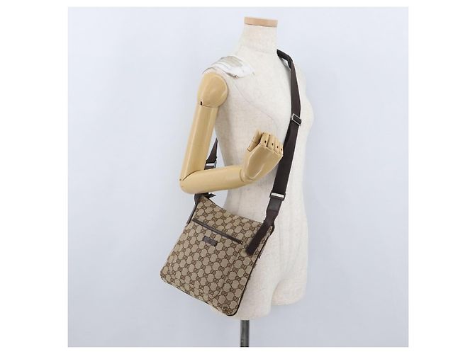 Borsa a Spalla GG Canvas Gucci Beige Argento 122793 Auth mr2126 - vista 24