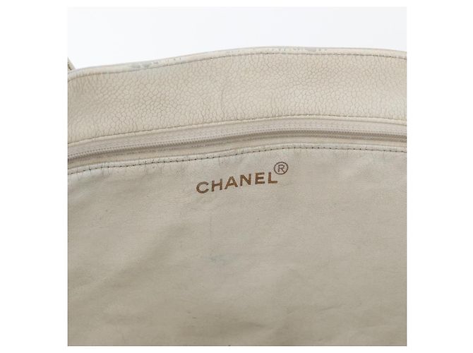 Borsa Tote CHANEL in Pelle Caviar Bianco Oro CC Auth bs33899 D'oro - vista 19