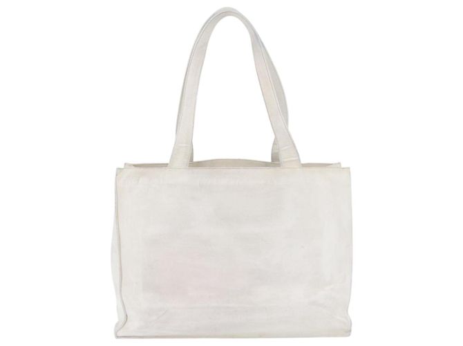 Borsa Tote CHANEL in Pelle Caviar Bianco Oro CC Auth bs33899 D'oro - vista 2