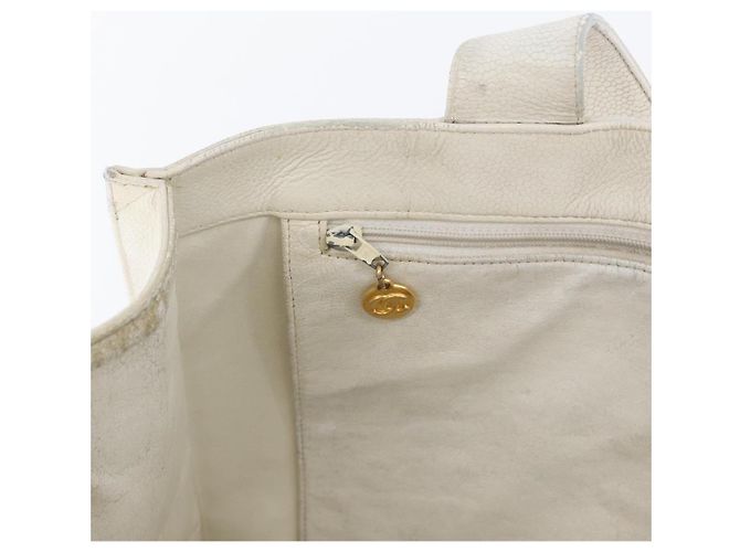 Borsa Tote CHANEL in Pelle Caviar Bianco Oro CC Auth bs33899 D'oro - vista 22