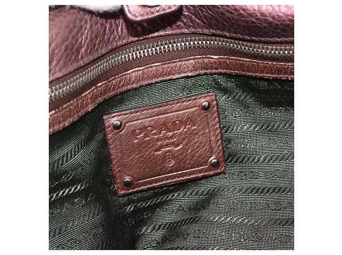 Borsa a mano in pelle PRADA 2 in 1 bronzo argento autentica bs33982 - vista 20