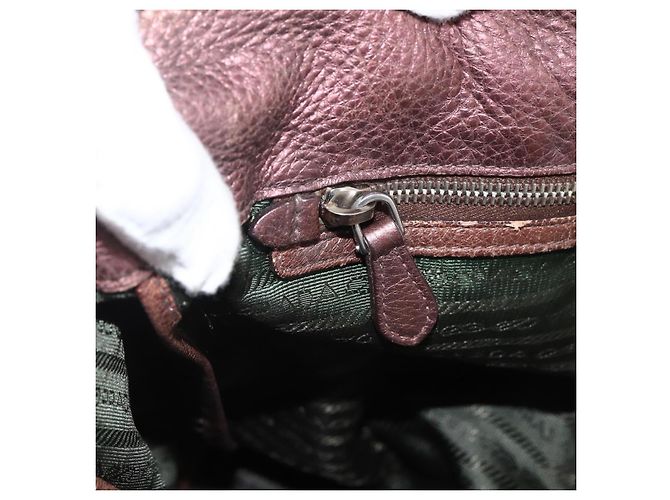 Borsa a mano in pelle PRADA 2 in 1 bronzo argento autentica bs33982 - vista 23