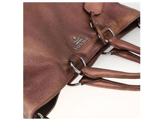 Borsa a mano in pelle PRADA 2 in 1 bronzo argento autentica bs33982 - vista 6