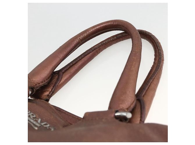 Borsa a mano in pelle PRADA 2 in 1 bronzo argento autentica bs33982 - vista 8