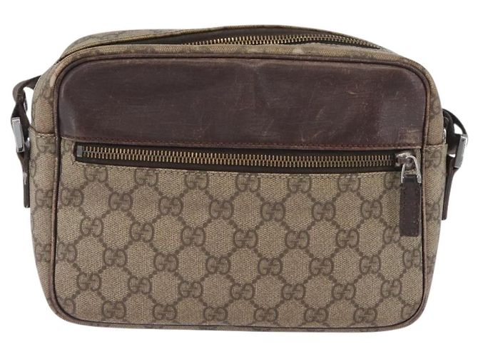 Borsa a Spalla GG Supreme in PVC Beige e Argento di GUCCI 114291 Auth ka3217 - vista 13