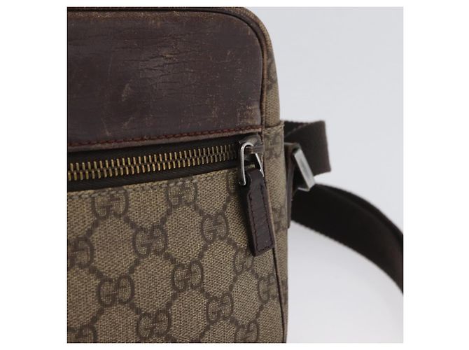 Borsa a Spalla GG Supreme in PVC Beige e Argento di GUCCI 114291 Auth ka3217 - vista 18