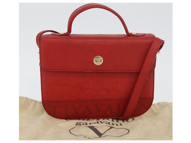 Valentino Bolso de Hombro de Cuero Rojo y Dorado Auth BA11281 Roja - vista 12
