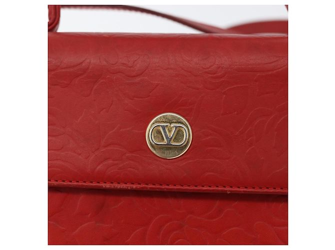 Valentino Bolso de Hombro de Cuero Rojo y Dorado Auth BA11281 Roja - vista 19