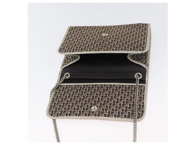 Borsa a spalla in tela Trotter Christian Dior con catena dorata Auth mr2183 - vista 10
