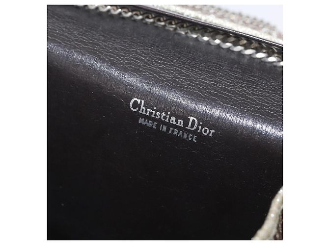 Borsa a spalla in tela Trotter Christian Dior con catena dorata Auth mr2183 - vista 11