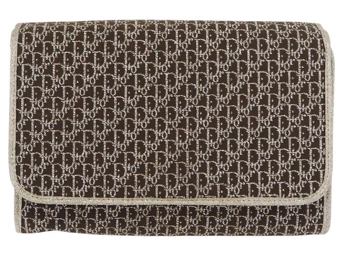 Borsa a spalla in tela Trotter Christian Dior con catena dorata Auth mr2183 - vista 13
