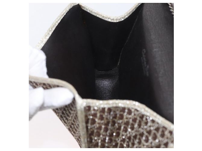 Borsa a spalla in tela Trotter Christian Dior con catena dorata Auth mr2183 - vista 17