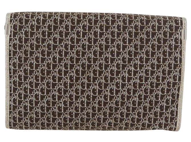 Borsa a spalla in tela Trotter Christian Dior con catena dorata Auth mr2183 - vista 2