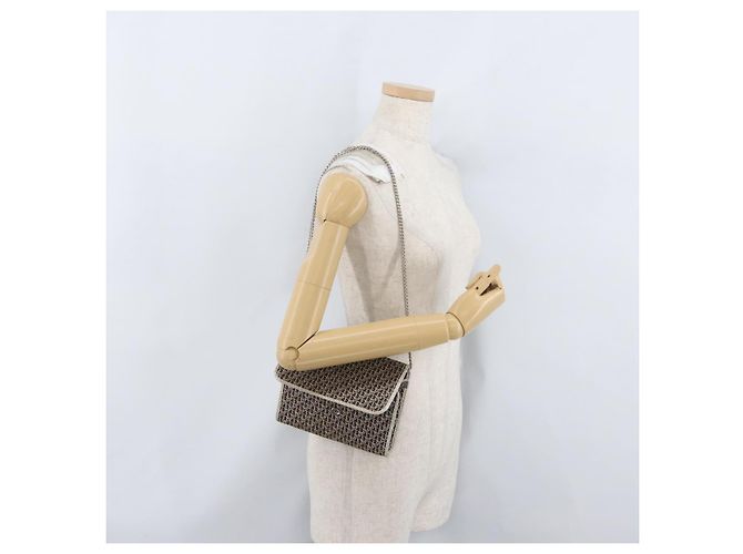 Borsa a spalla in tela Trotter Christian Dior con catena dorata Auth mr2183 - vista 22