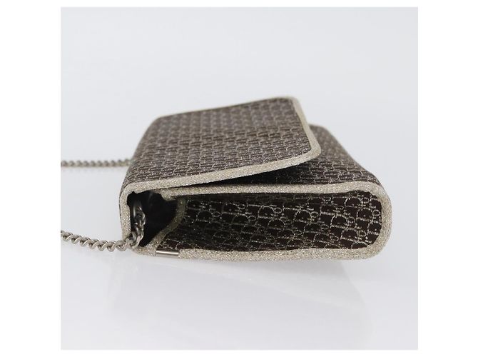 Borsa a spalla in tela Trotter Christian Dior con catena dorata Auth mr2183 - vista 4