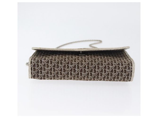 Borsa a spalla in tela Trotter Christian Dior con catena dorata Auth mr2183 - vista 5