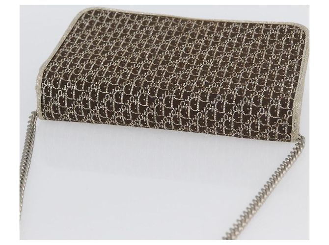 Borsa a spalla in tela Trotter Christian Dior con catena dorata Auth mr2183 - vista 6
