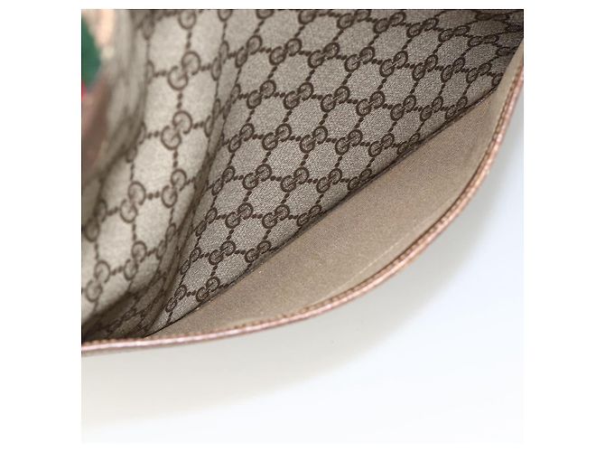 Borsa tote Gucci GG Supreme Web Sherry Line in PVC beige e oro 39 02 003 Auth 174491 - vista 11
