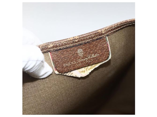 Borsa tote Gucci GG Supreme Web Sherry Line in PVC beige e oro 39 02 003 Auth 174491 - vista 18