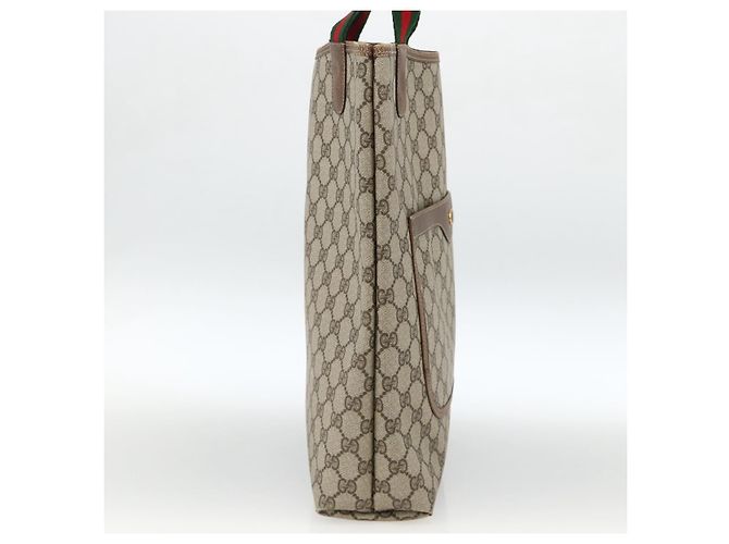 Borsa tote Gucci GG Supreme Web Sherry Line in PVC beige e oro 39 02 003 Auth 174491 - vista 3