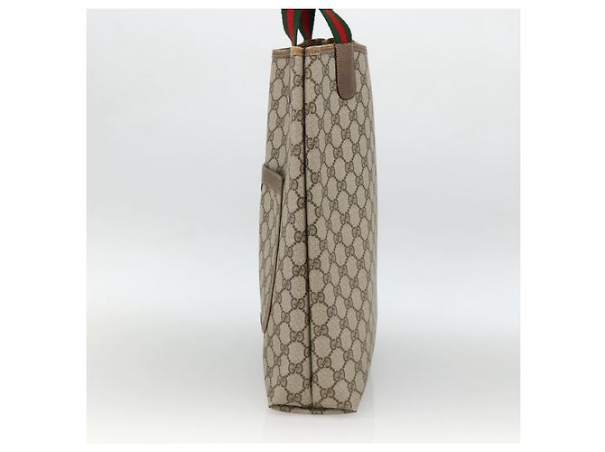 Borsa tote Gucci GG Supreme Web Sherry Line in PVC beige e oro 39 02 003 Auth 174491 - vista 4