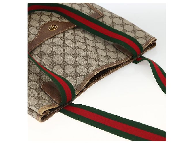 Borsa tote Gucci GG Supreme Web Sherry Line in PVC beige e oro 39 02 003 Auth 174491 - vista 6
