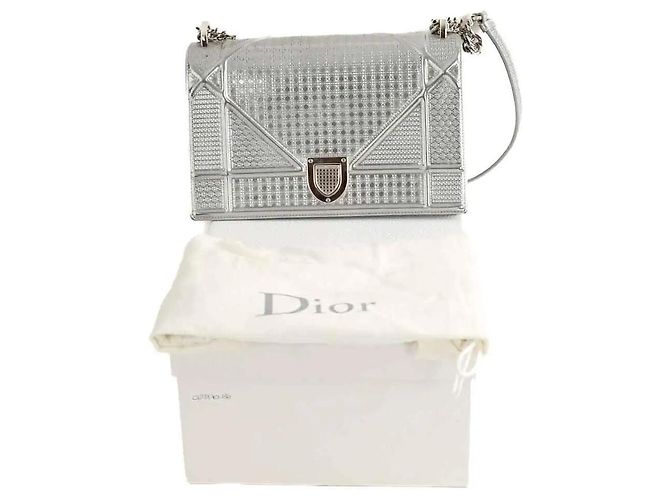 Borsa a Spalla Diorama in Pelle Argento - Ansicht 8