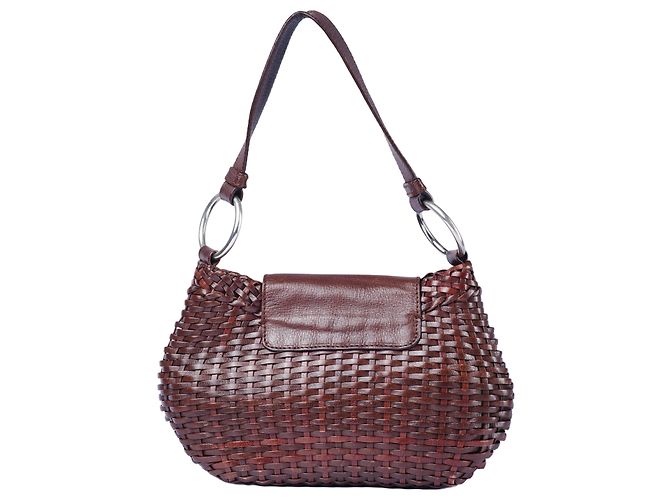 Borsa in pelle marrone Prada - vista 3