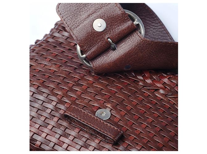 Borsa in pelle marrone Prada - vista 7