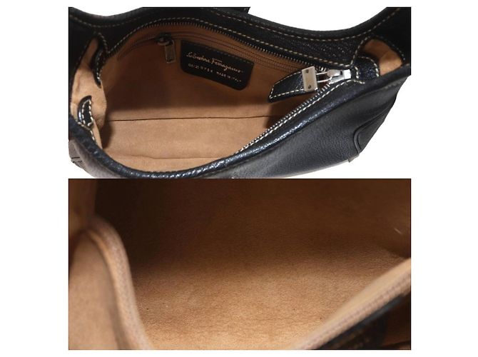 Borsa a spalla in pelle nera Salvatore Ferragamo Nero - vista 8