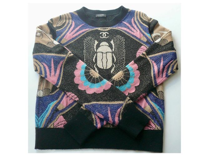 CHANEL Seltene Kaschmir Scarabäus Pullover Größe 36 GUTER ZUSTAND Schwarz - Ansicht 3