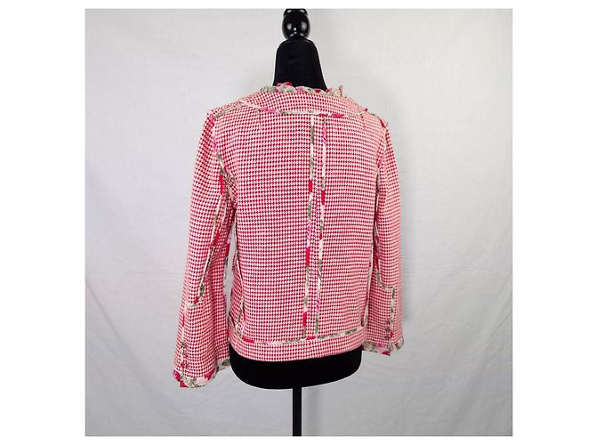 Dolce & Gabbana red jacket houndstooth pattern with flowers rouches White - view 5