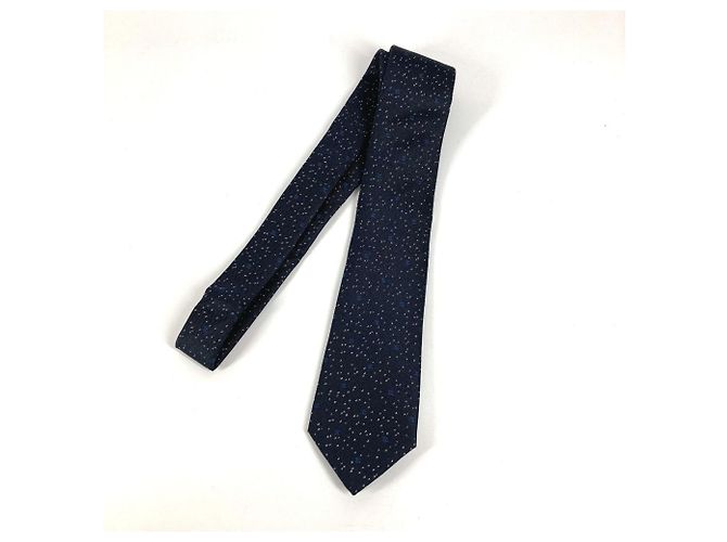 Cravatta in seta e poliestere blu navy Chanel - vista 2