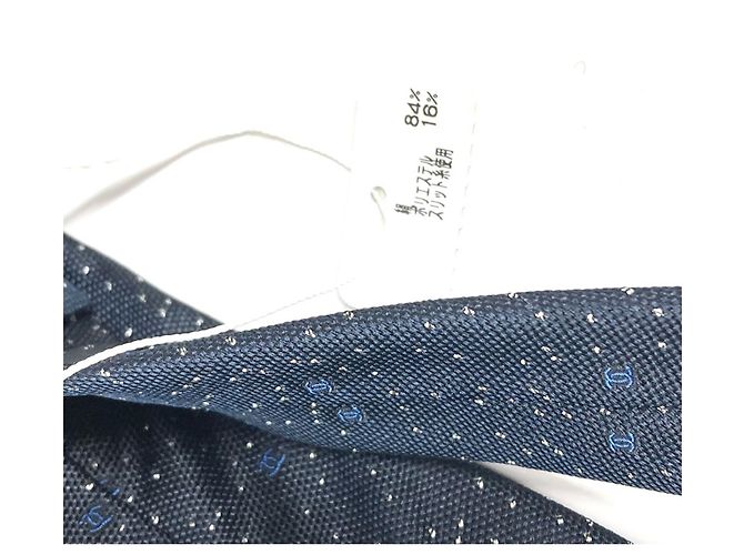 Cravatta in seta e poliestere blu navy Chanel - vista 8