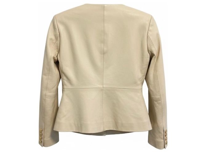 W118 by Walter Baker Walter Baker Ivory Leather Jacket with Gold Buttons Beige - view 2