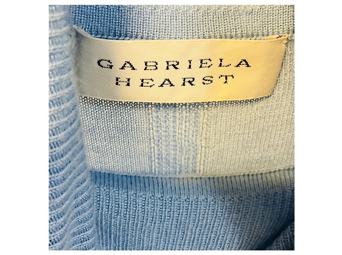Leichtblauer Cashmere- und Seidenpullover mit Rollkragen von Gabriela Hearst - Ansicht 3