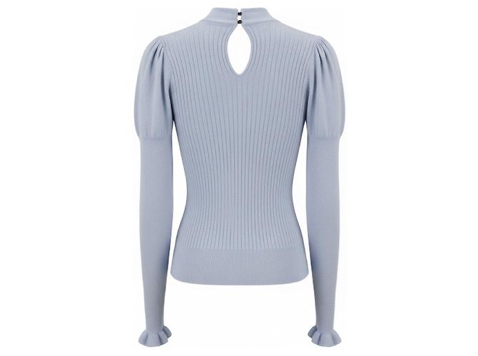 Hellblauer Woll- und Kaschmirpullover mit gedrehtem Kragen Erdem - Ansicht 2