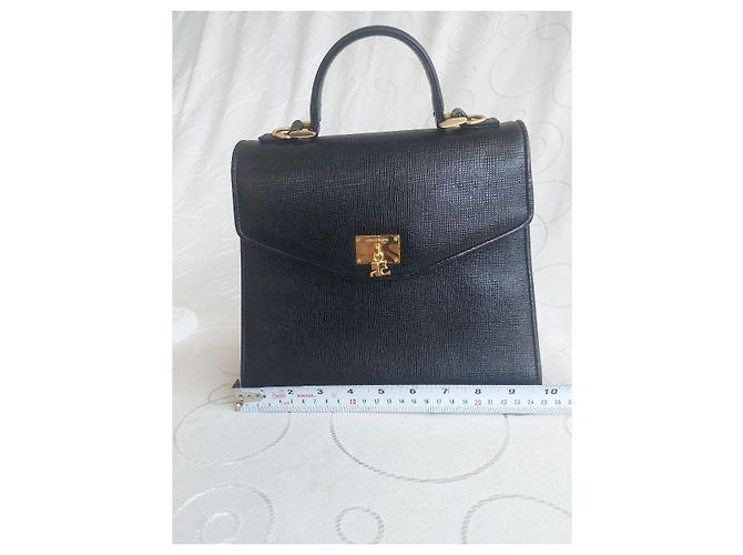 Courreges Vintage Courrèges Tasche aus Leder mit Echsenprägung Schwarz - Ansicht 12