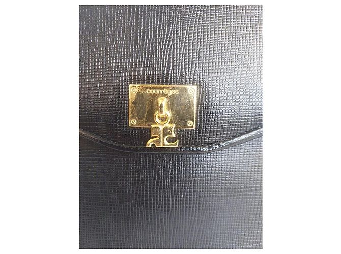 Courreges Vintage Courrèges Tasche aus Leder mit Echsenprägung Schwarz - Ansicht 15