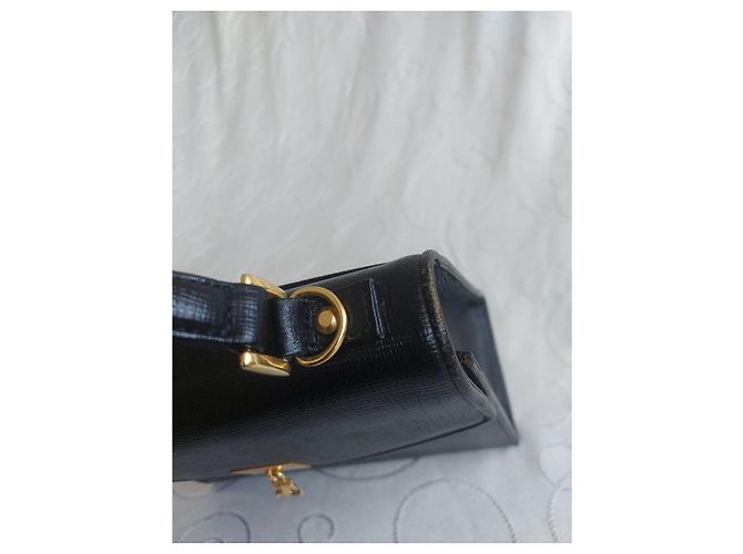 Courreges Vintage Courrèges Tasche aus Leder mit Echsenprägung Schwarz - Ansicht 17
